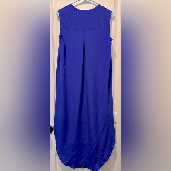 NWT Ami Dans La Rue Sleeveless High/Low Split V Neck Lilac Blue Silk Midi Dress - Picture 6 of 8